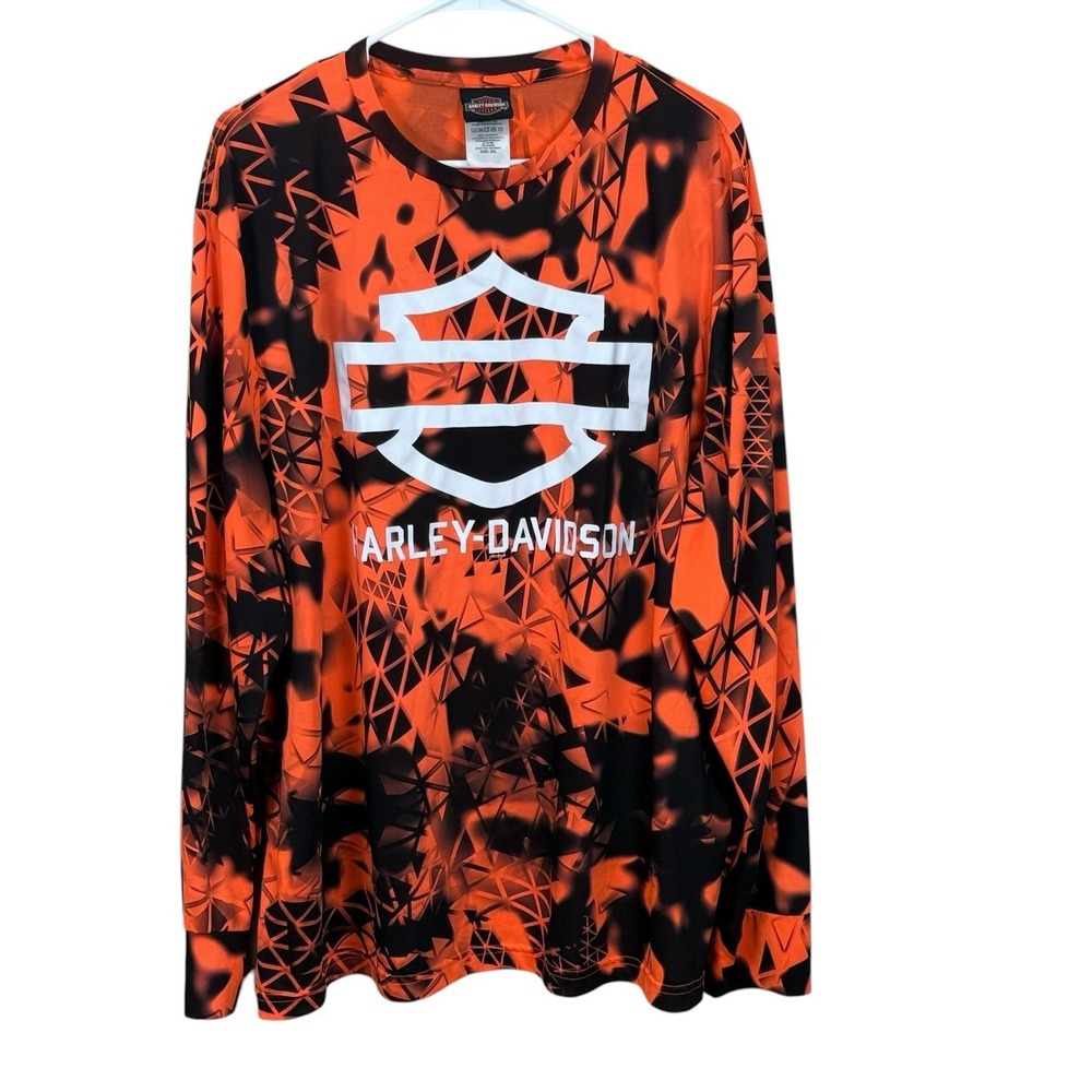 Harley-Davidson Men's 2XL Orange Black Barnett El Paso TX Performance Tee
